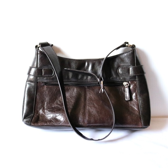 BACI Italian Purse Shoulder Bag Brown Italian Leather & Man Made Trim Fall - Picture 2 of 9